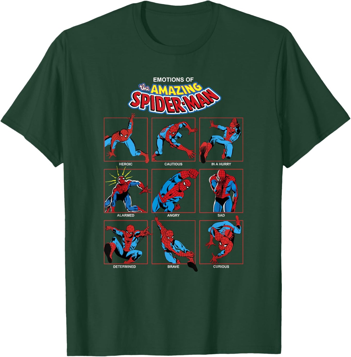 Marvel Spider-Man Classic Expressions of Spider-Man Grid T-Shirt - T-Shirt | Forest