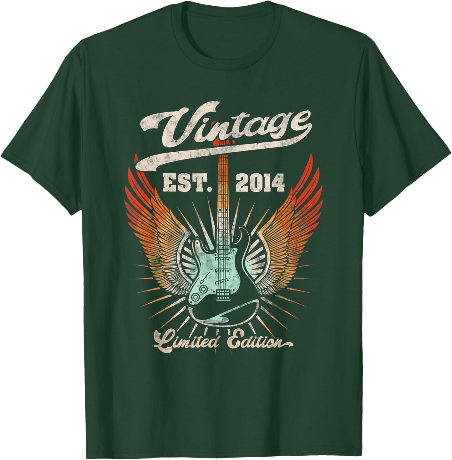 Vintage 2014 Limited Edition Musician Guitar Lovers Birthday T-Shirt - T-Shirt | Forest
