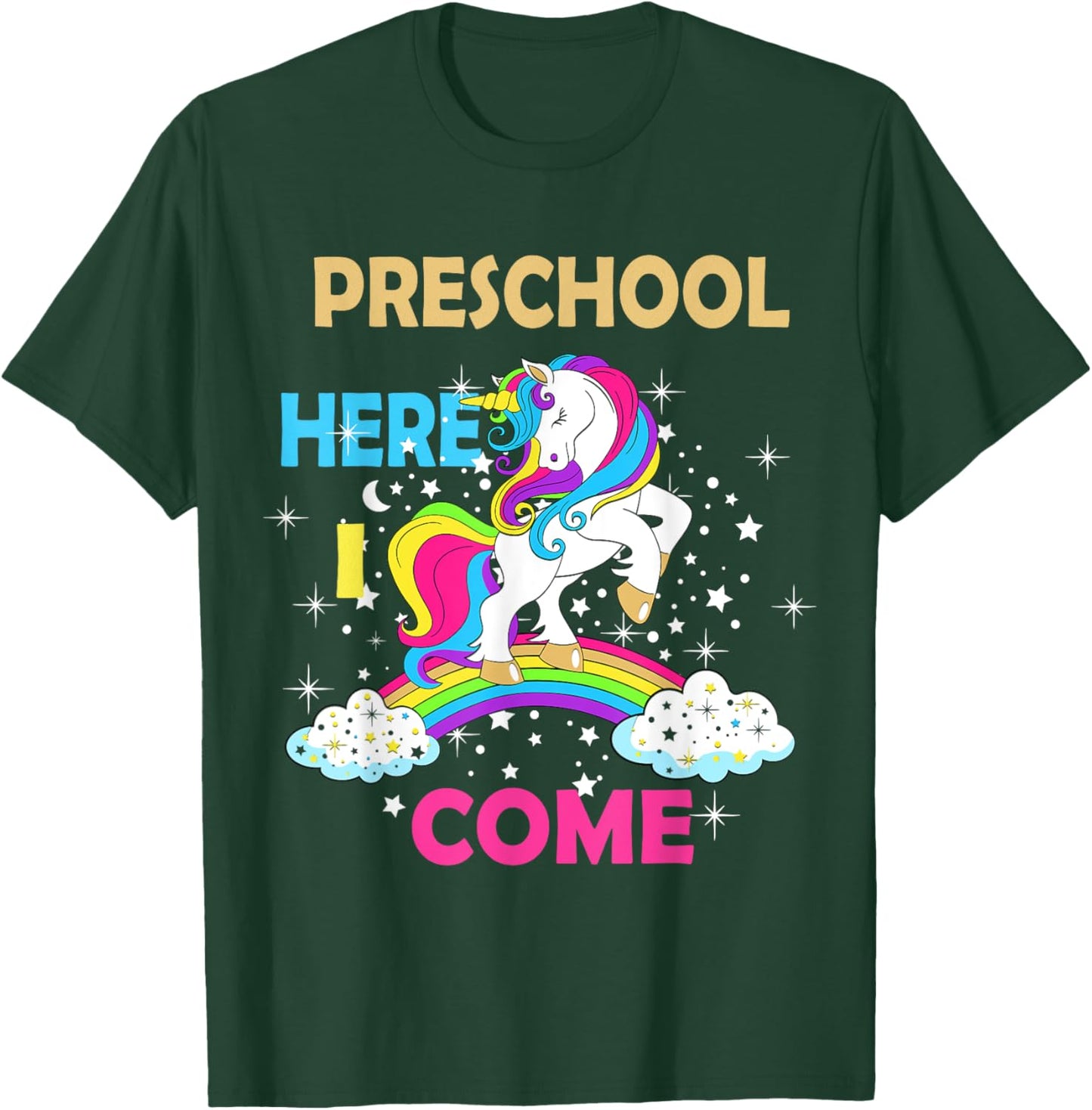 Look Out Preschool Here I Come Girl Unicorn Pre School T-Shirt - T-Shirt | Forest
