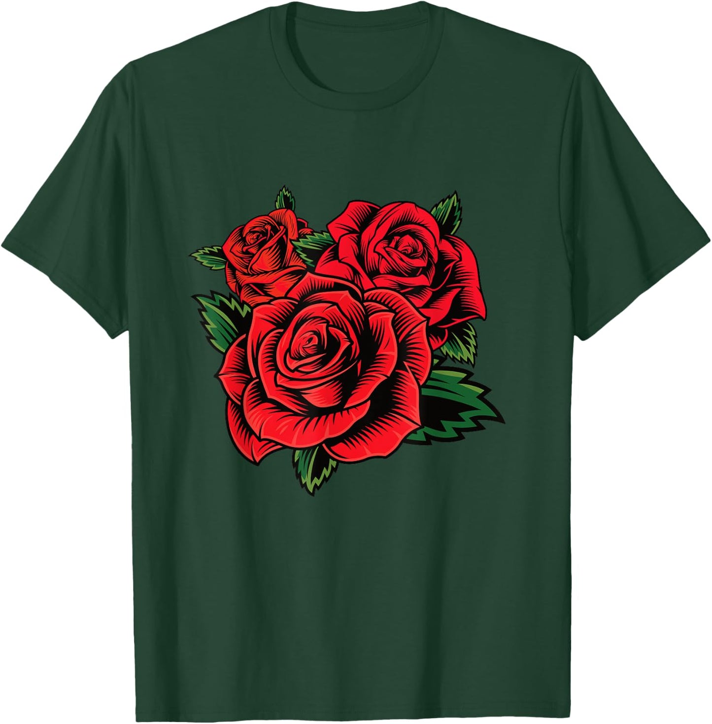 Cute Red Roses Flower Gardening Red Roses Flower Valentines T-Shirt - T-Shirt | Forest