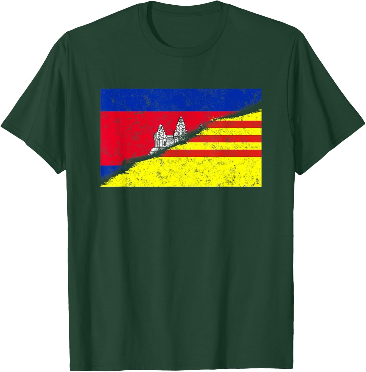 Cambodia Khmer Cambodian Vietnam Vietnamese Mixed DNA Flag T-Shirt - T-Shirt | Forest