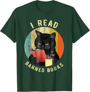 Funny Cat I Read Banned Books Bookworms Loves Reading Books T-Shirt - T-Shirt | Forest