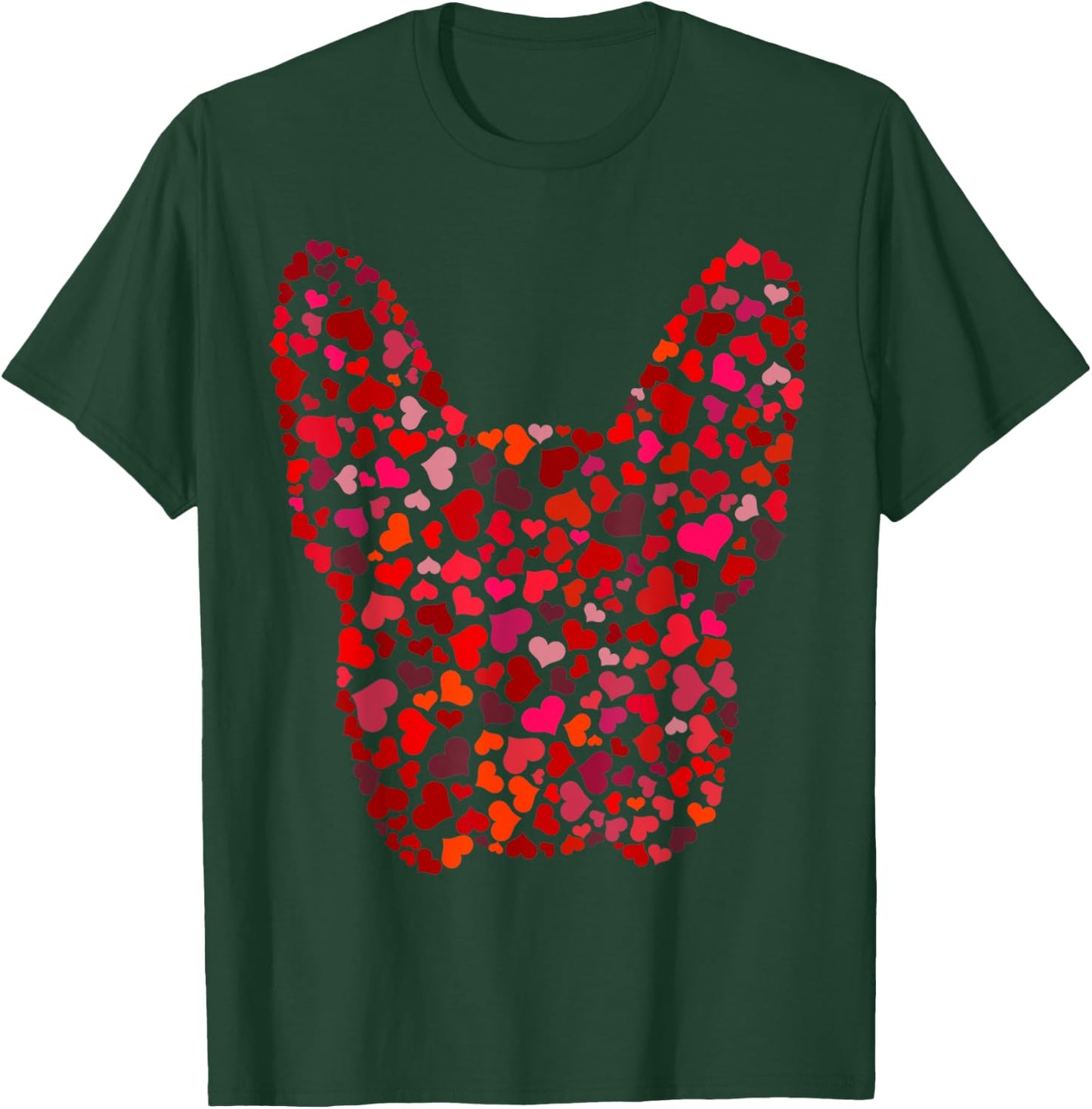 Red Hearts French Bulldog Valentines Day Dog Frenchie Mom T-Shirt - T-Shirt | Forest