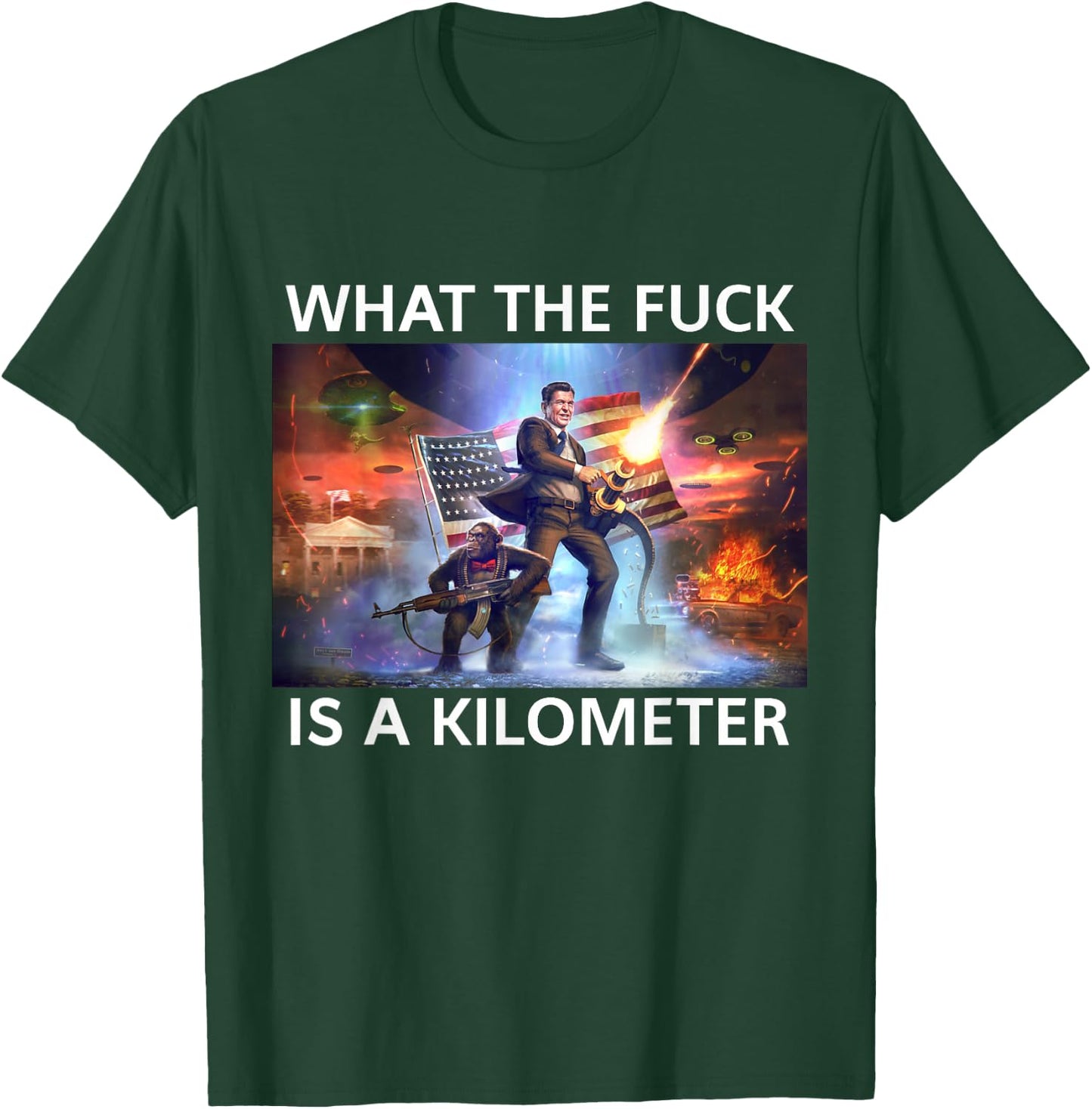 WTF What The Fuck Is A Kilometer George Washington Funny T-Shirt - T-Shirt | Forest