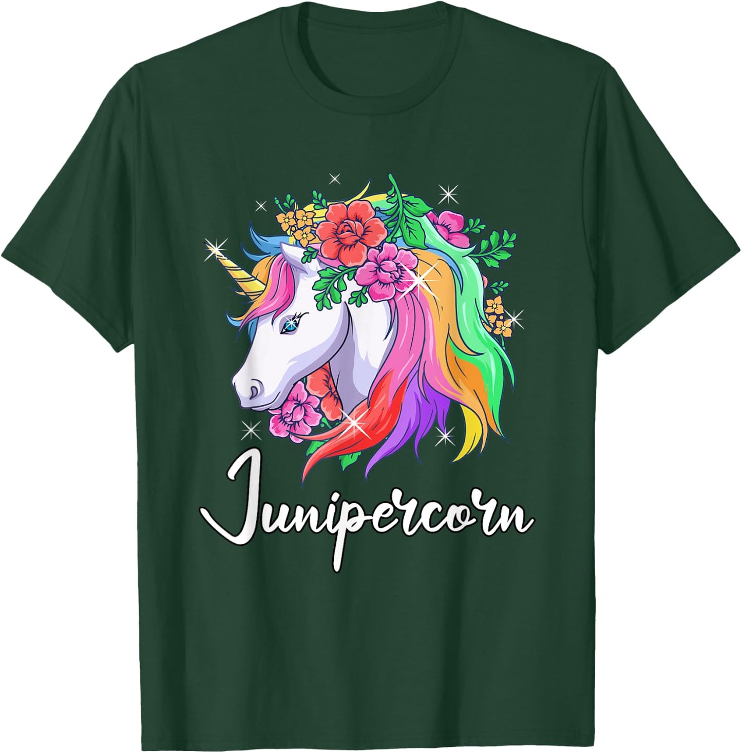 Cute Junipercorn Personalized Name Unicorn Juniper T-Shirt - T-Shirt | Forest