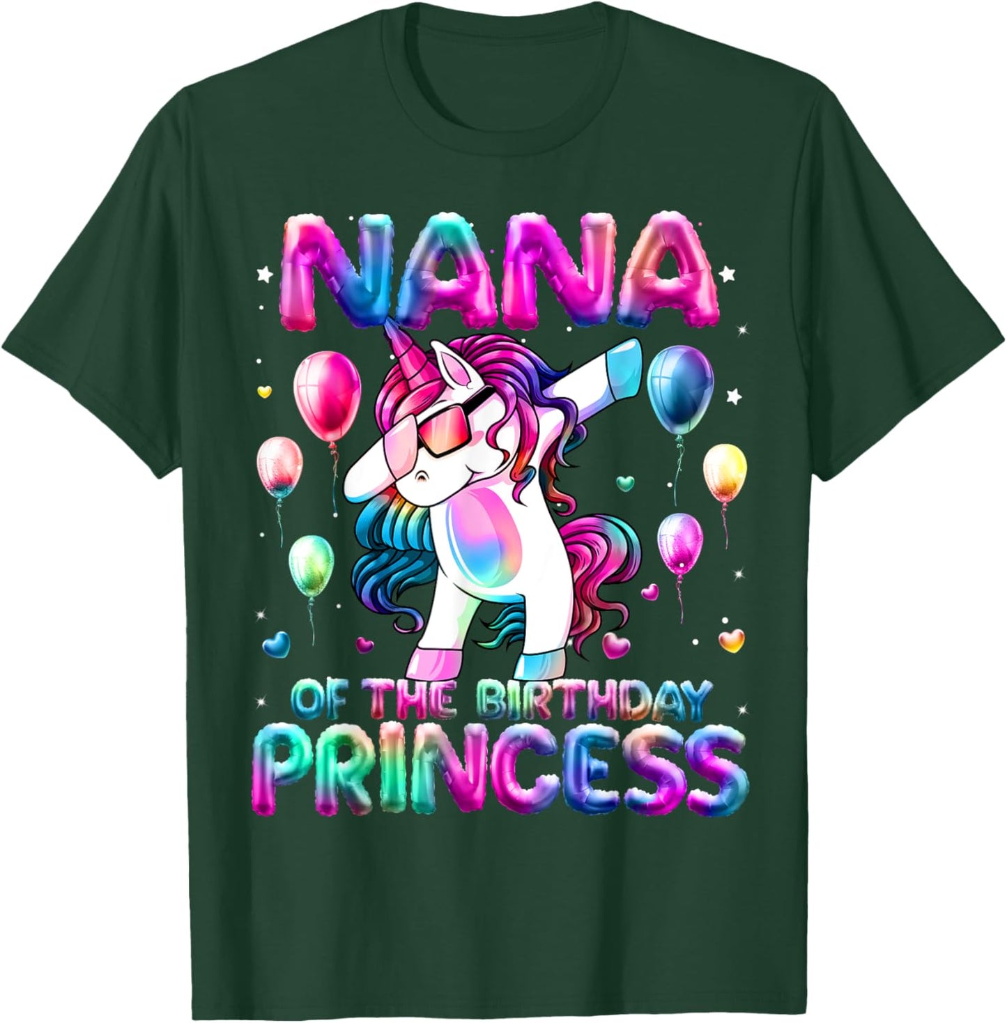 Grandma of the Birthday Princess Girl Dabbing Unicorn Nana T-Shirt - T-Shirt | Forest