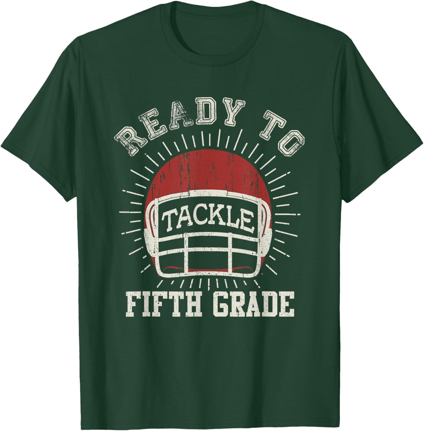 Ready To Tackle 5th Grade Back To School Football T-Shirt - T-Shirt | Forest