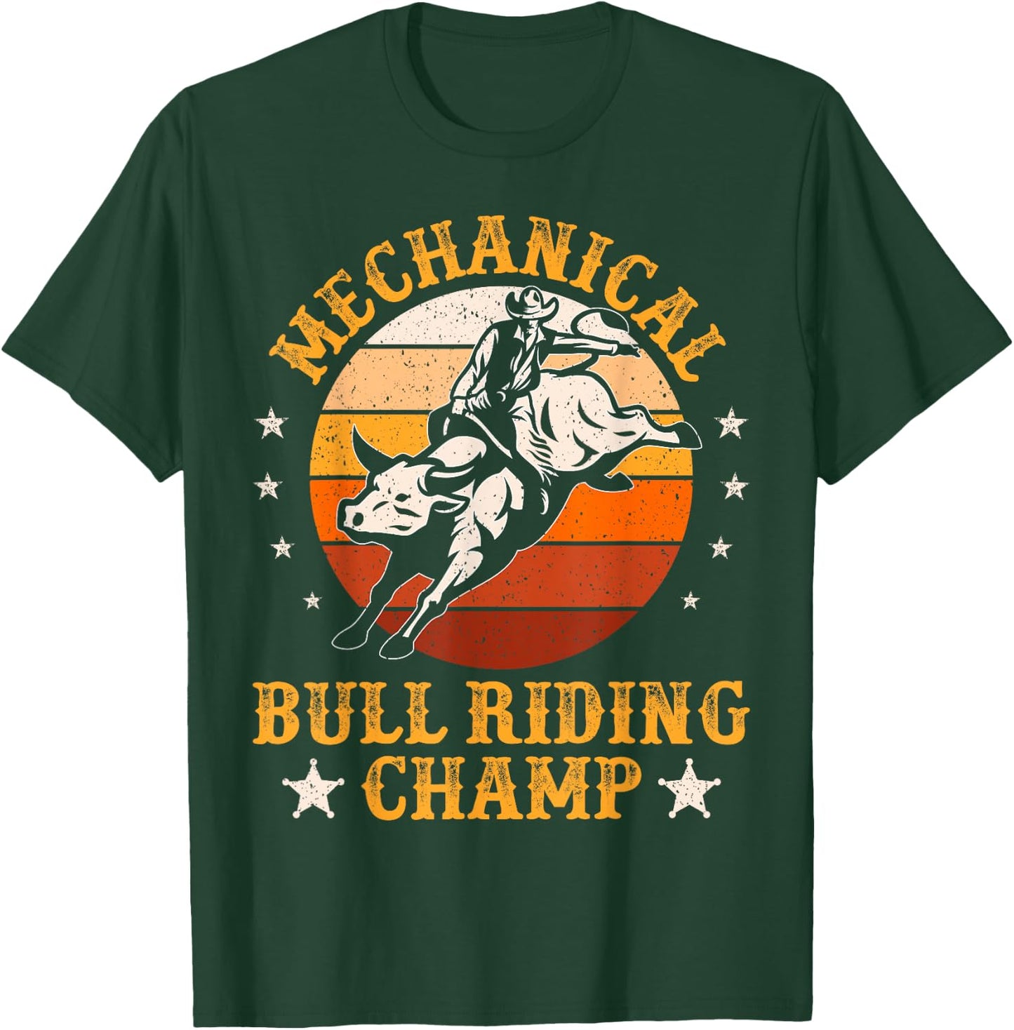 Mechanical Bull Riding Champ Rodeo Bull Rider Vintage T-Shirt - T-Shirt | Forest