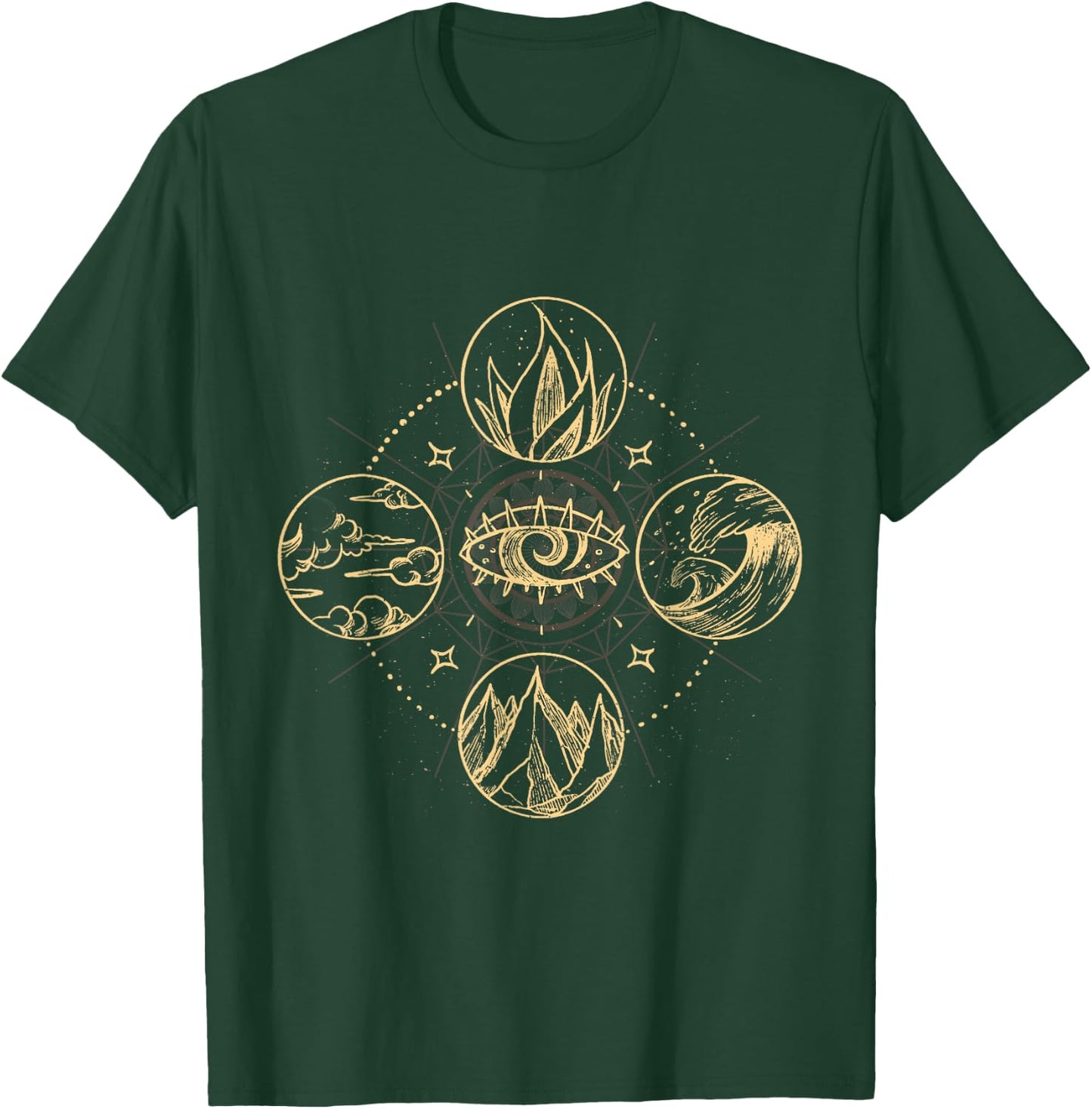 Four natural elements wind, fire, water and earth T-Shirt - T-Shirt | Forest