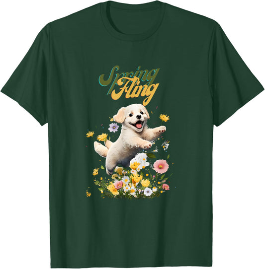 Playful Puppy Spring Fling T-Shirt - T-Shirt | Forest