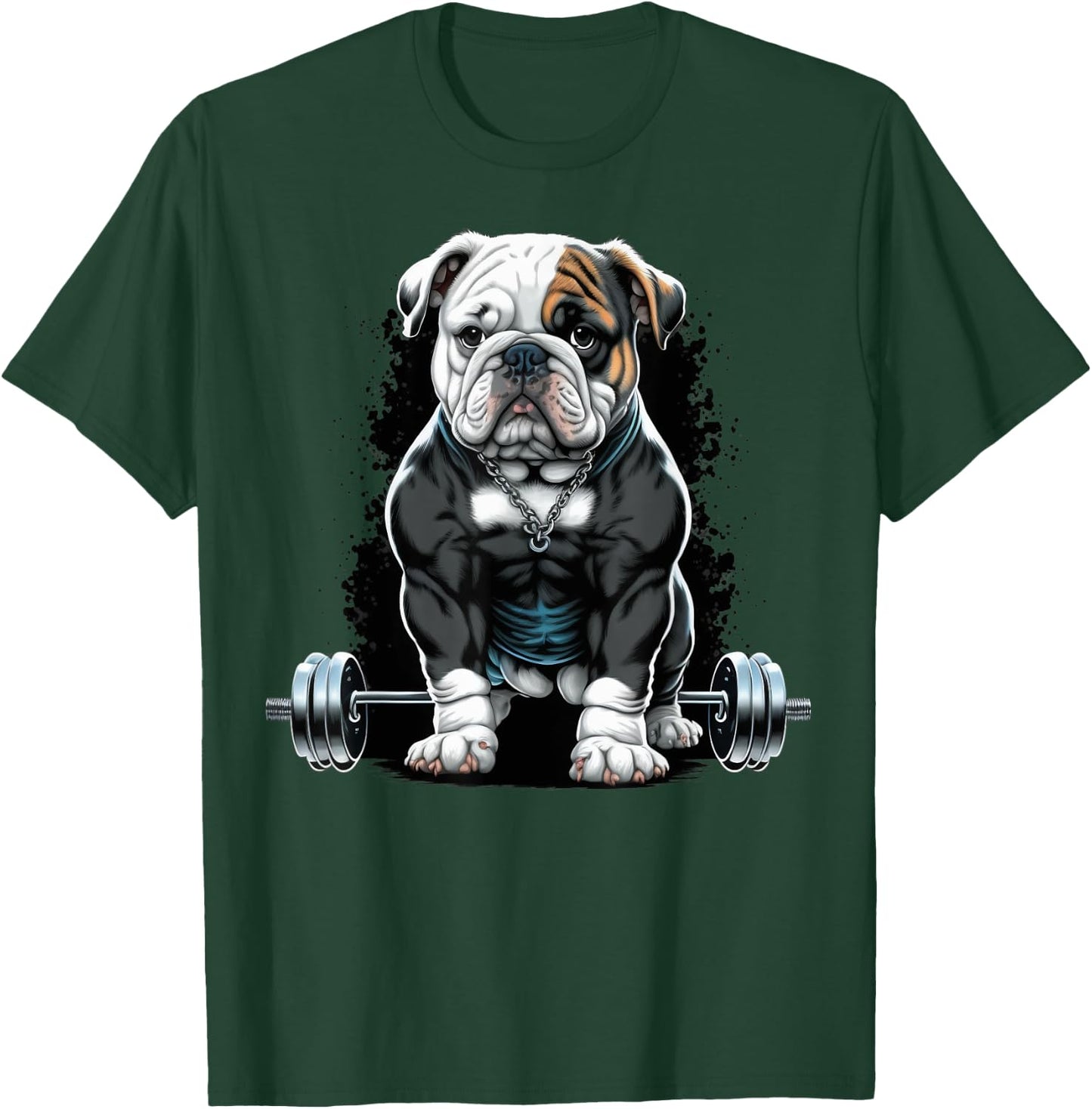 Bulldog Weightlifting Dog Funny Fitness Gym Bulldog T-Shirt - T-Shirt | Forest