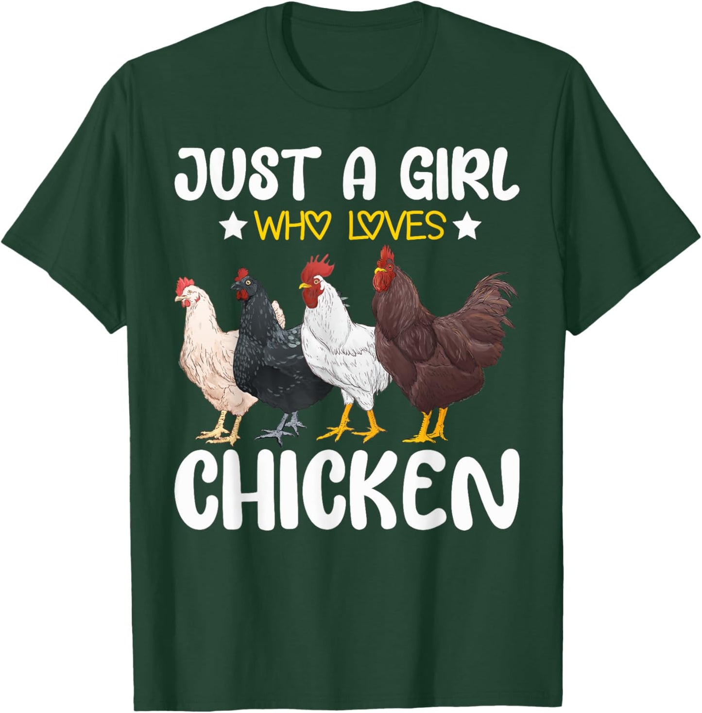 Just A Girl Who Loves Chickens Farm Lover Cute Chicken Buffs T-Shirt - T-Shirt | Forest