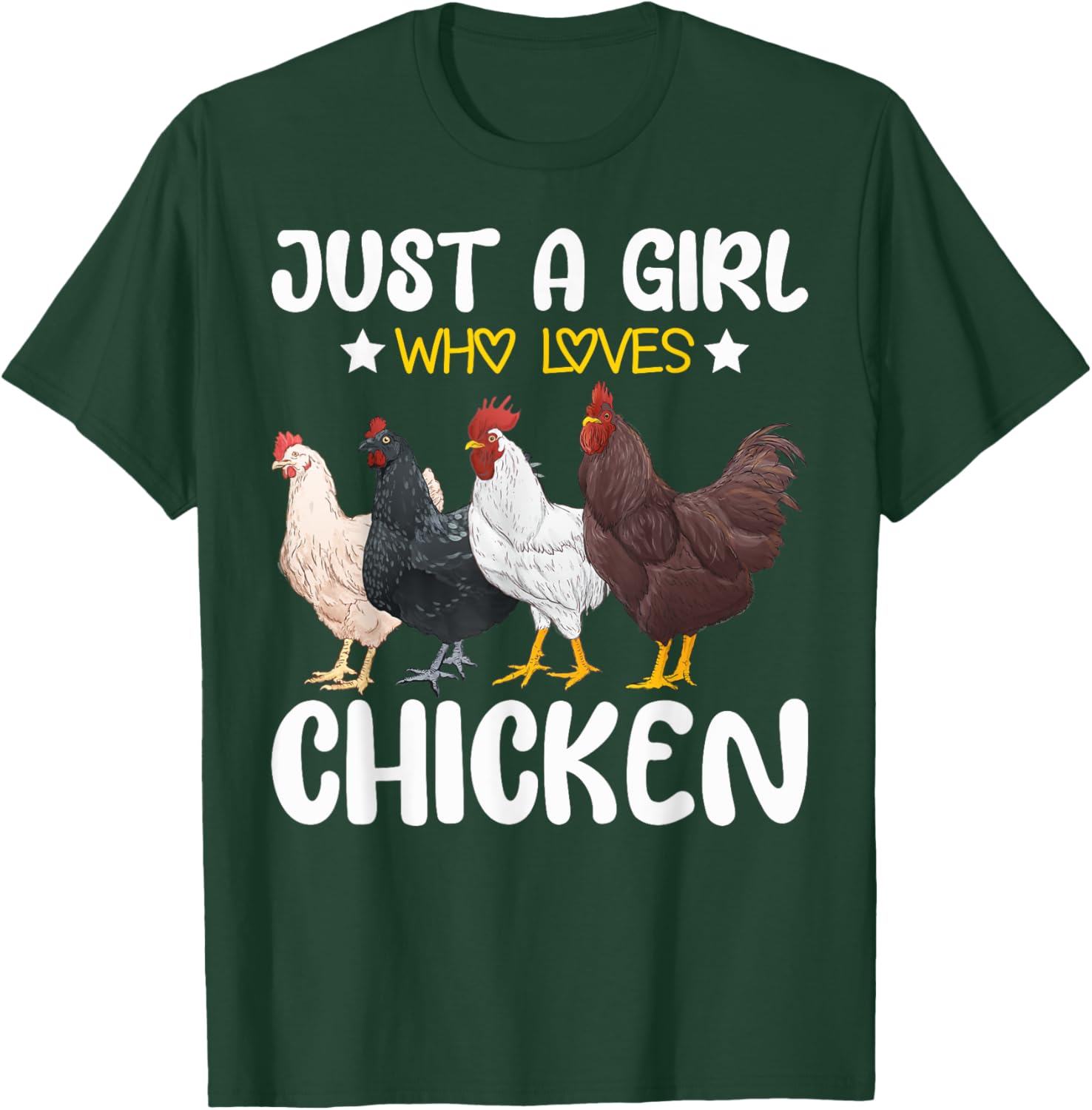 Just A Girl Who Loves Chickens Farm Lover Cute Chicken Buffs T-Shirt - T-Shirt | Forest