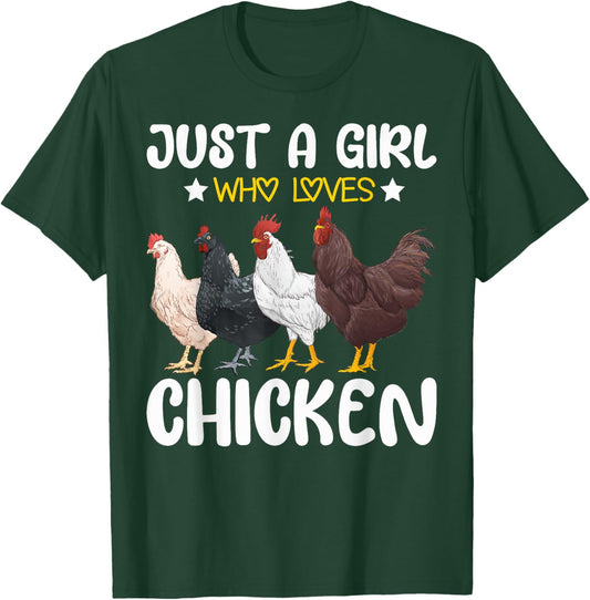 Just A Girl Who Loves Chickens Farm Lover Cute Chicken Buffs T-Shirt - T-Shirt | Forest