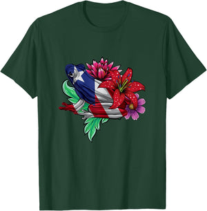 Puerto Rico Coqui Frog Taino Boricua Flag Kids Girls Flower T-Shirt - T-Shirt | Forest