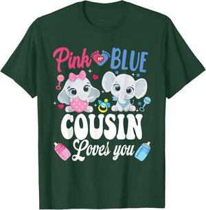 Pink Or Blue Cousin Loves Your shirt Elephant Gender Reveal T-Shirt - T-Shirt | Forest