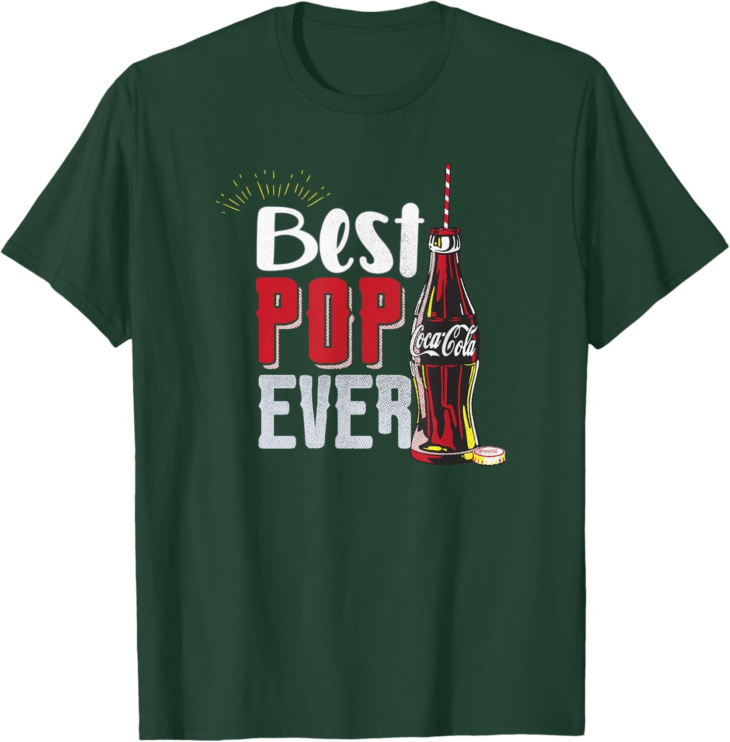 Coca-Cola Father's Day Best Pop Ever Coke Bottle and Straw T-Shirt - T-Shirt | Forest