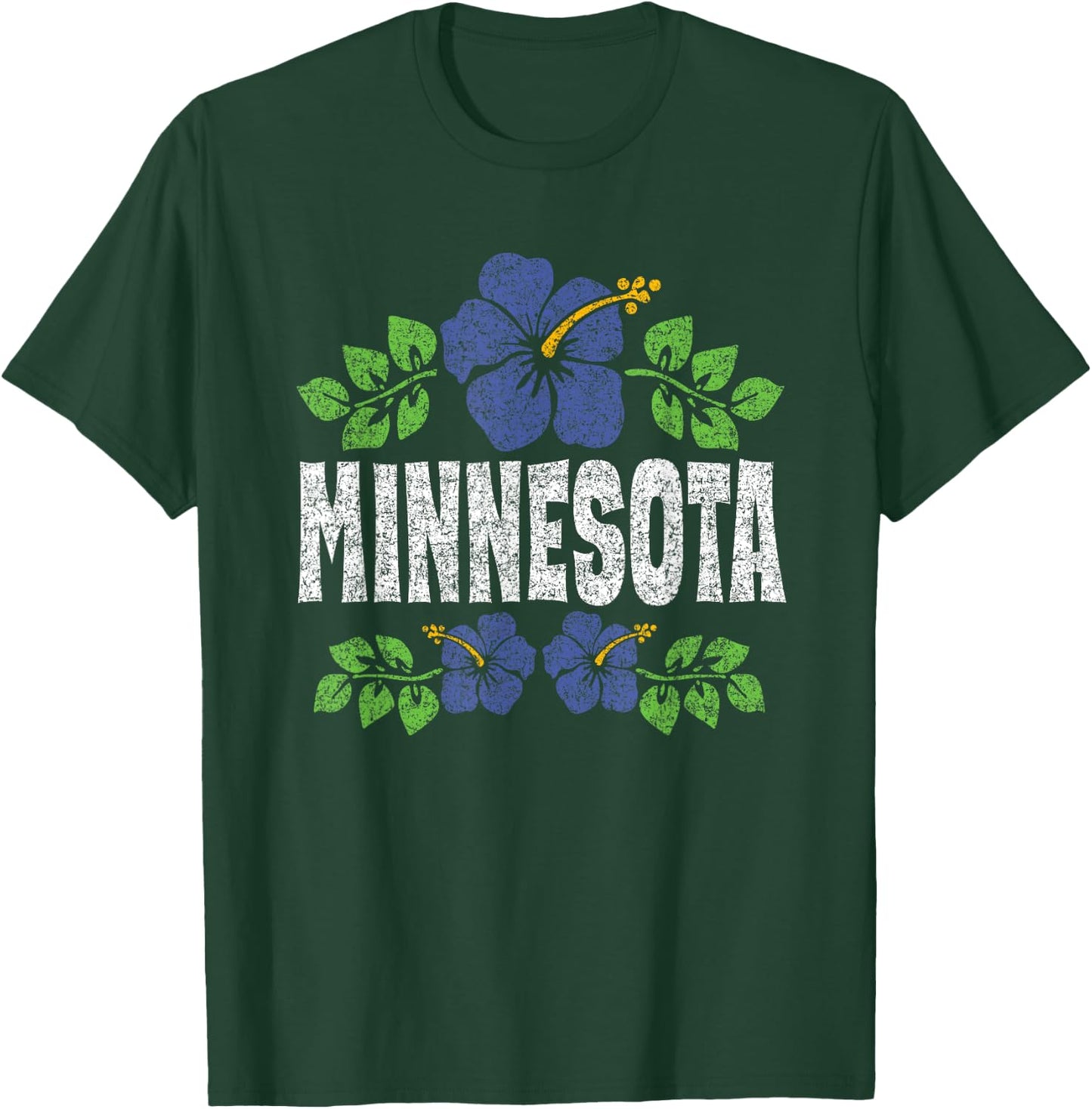 Minnesota Flowers Distressed Color Print T-Shirt - T-Shirt | Forest