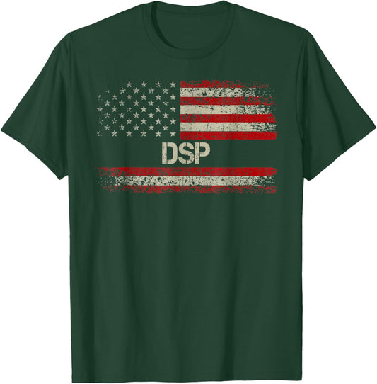 DSP - Vintage American Flag US Patriotic DSP Men T-Shirt - T-Shirt | Forest