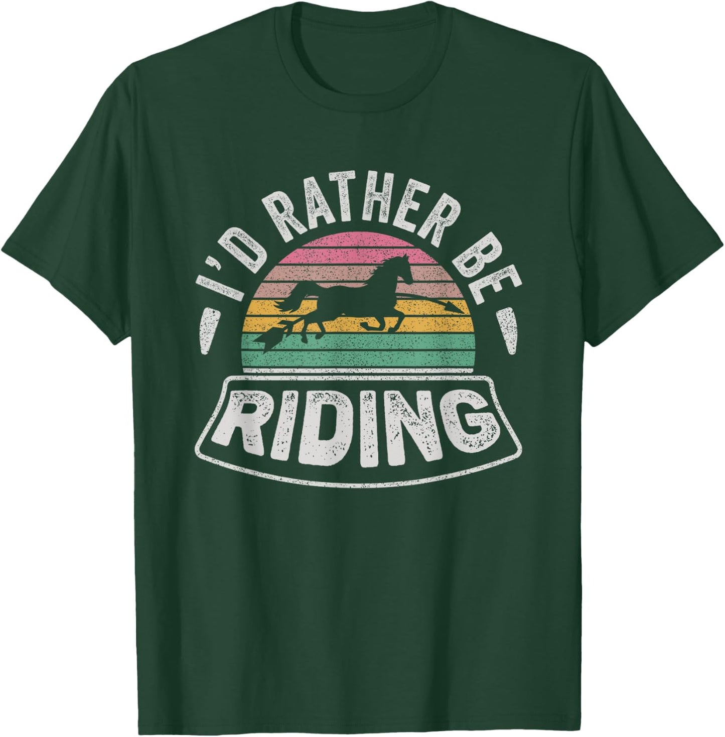 Horse Rider Retro I'd Rather Be Riding Horse Girl Kid Gift T-Shirt - T-Shirt | Forest