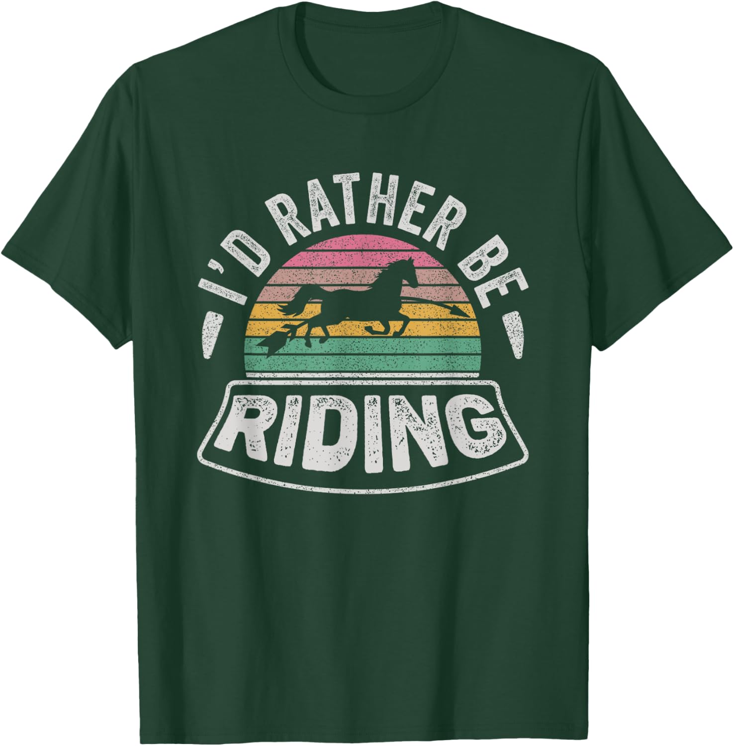 Horse Rider Retro I'd Rather Be Riding Horse Girl Kid Gift T-Shirt - T-Shirt | Forest