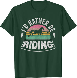 Horse Rider Retro I'd Rather Be Riding Horse Girl Kid Gift T-Shirt - T-Shirt | Forest
