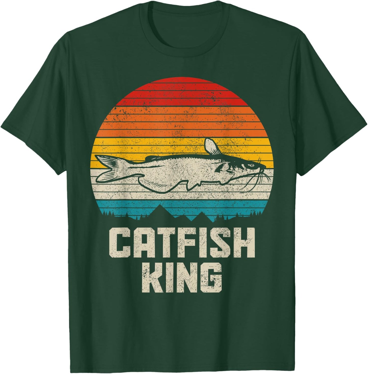 Catfish King Funny Catfishing Vintage Fishing T-Shirt - T-Shirt | Forest