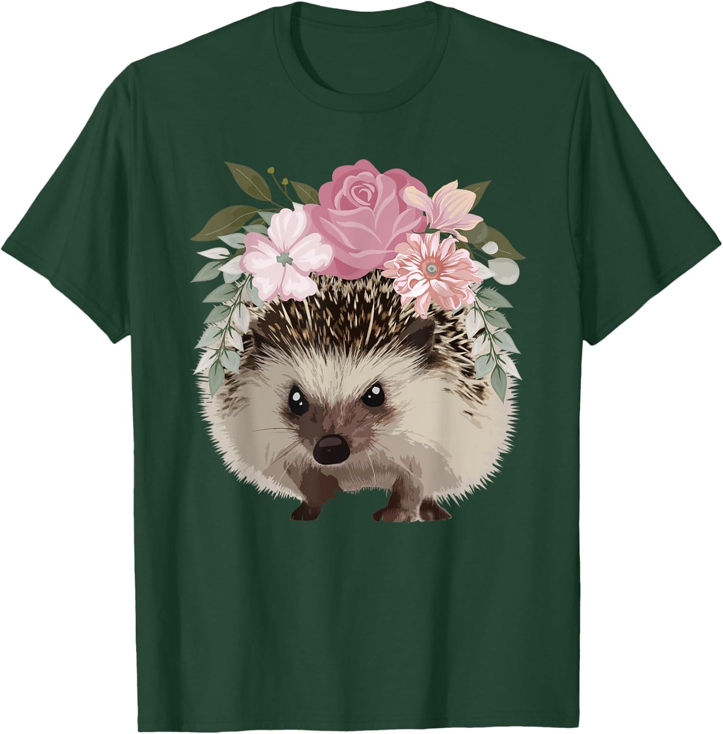 Cute Hedgehog Mom Flower Hedge Hog Lovers Floral T-Shirt - T-Shirt | Forest