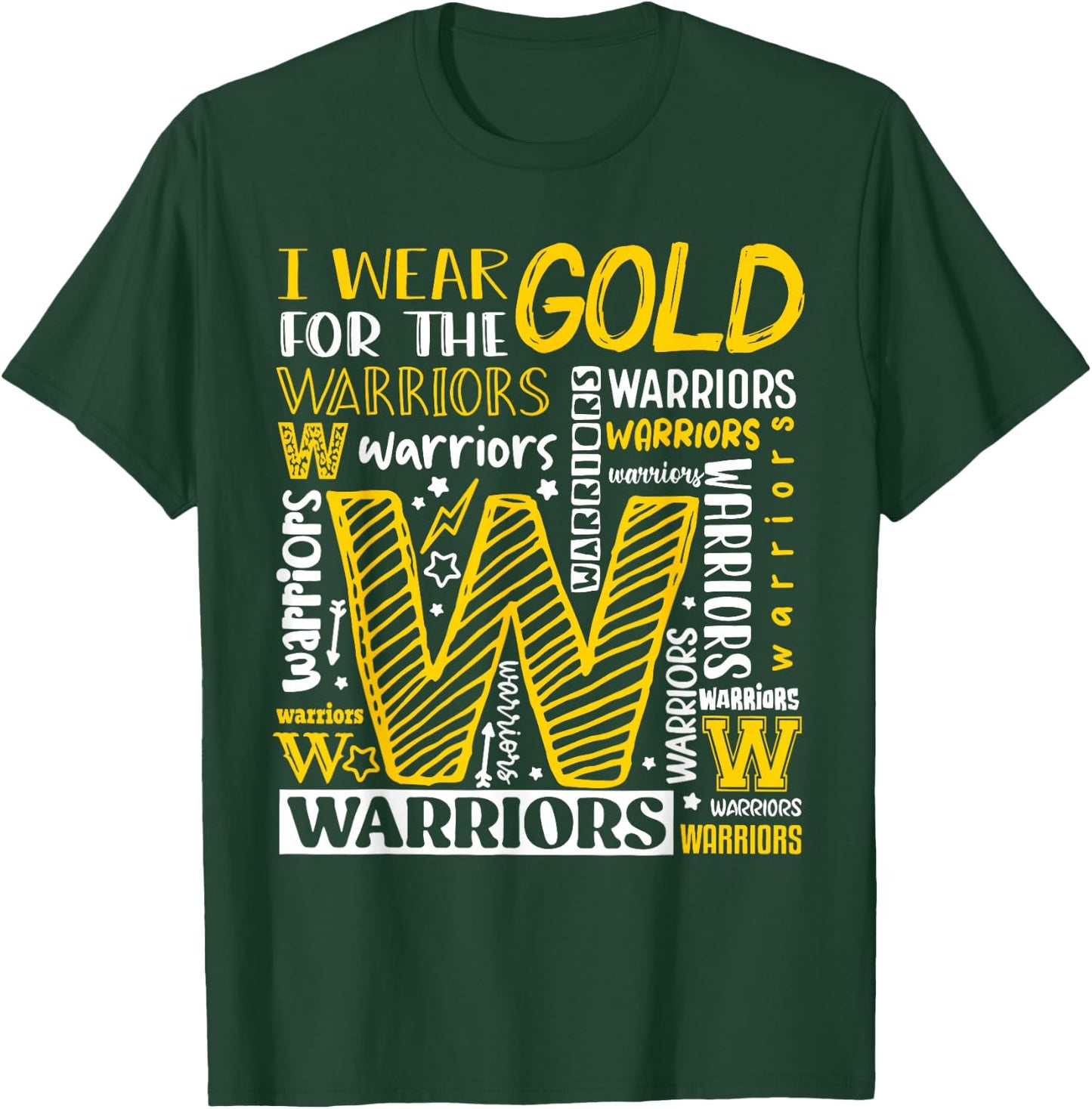 I Wear Gold For The Warriors Childhood Cancer Awareness T-Shirt - T-Shirt | Forest