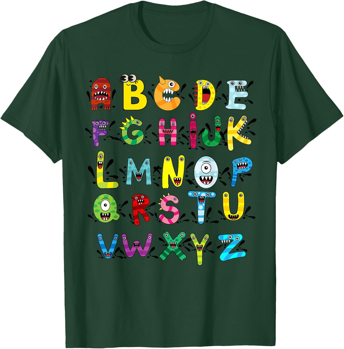ABC Cute Monster Alphabet Halloween Teacher Costume Kids T-Shirt - T-Shirt | Forest