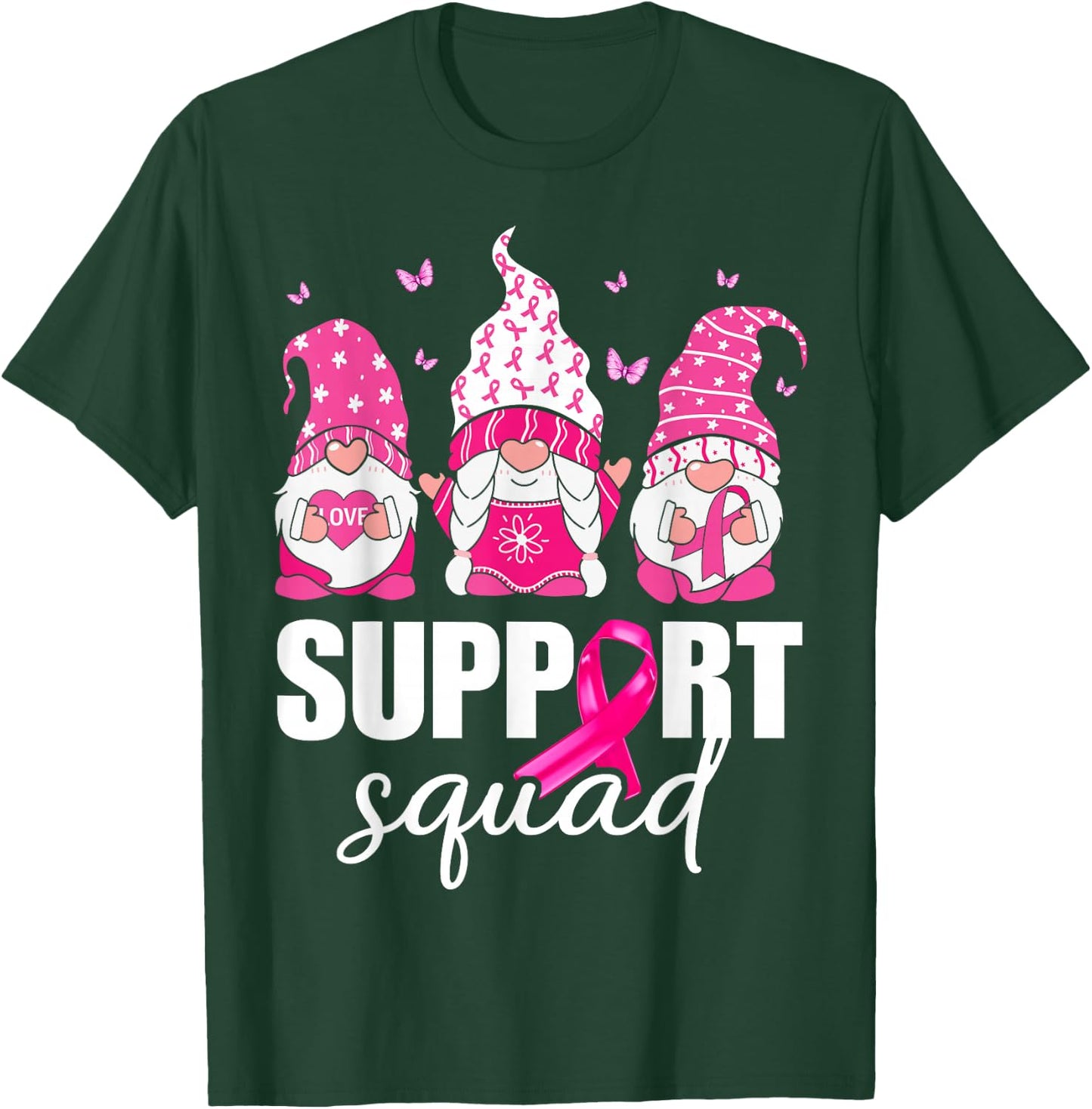 Breast Cancer Awareness Shirt Gnomes Support Squad T-Shirt - T-Shirt | Forest