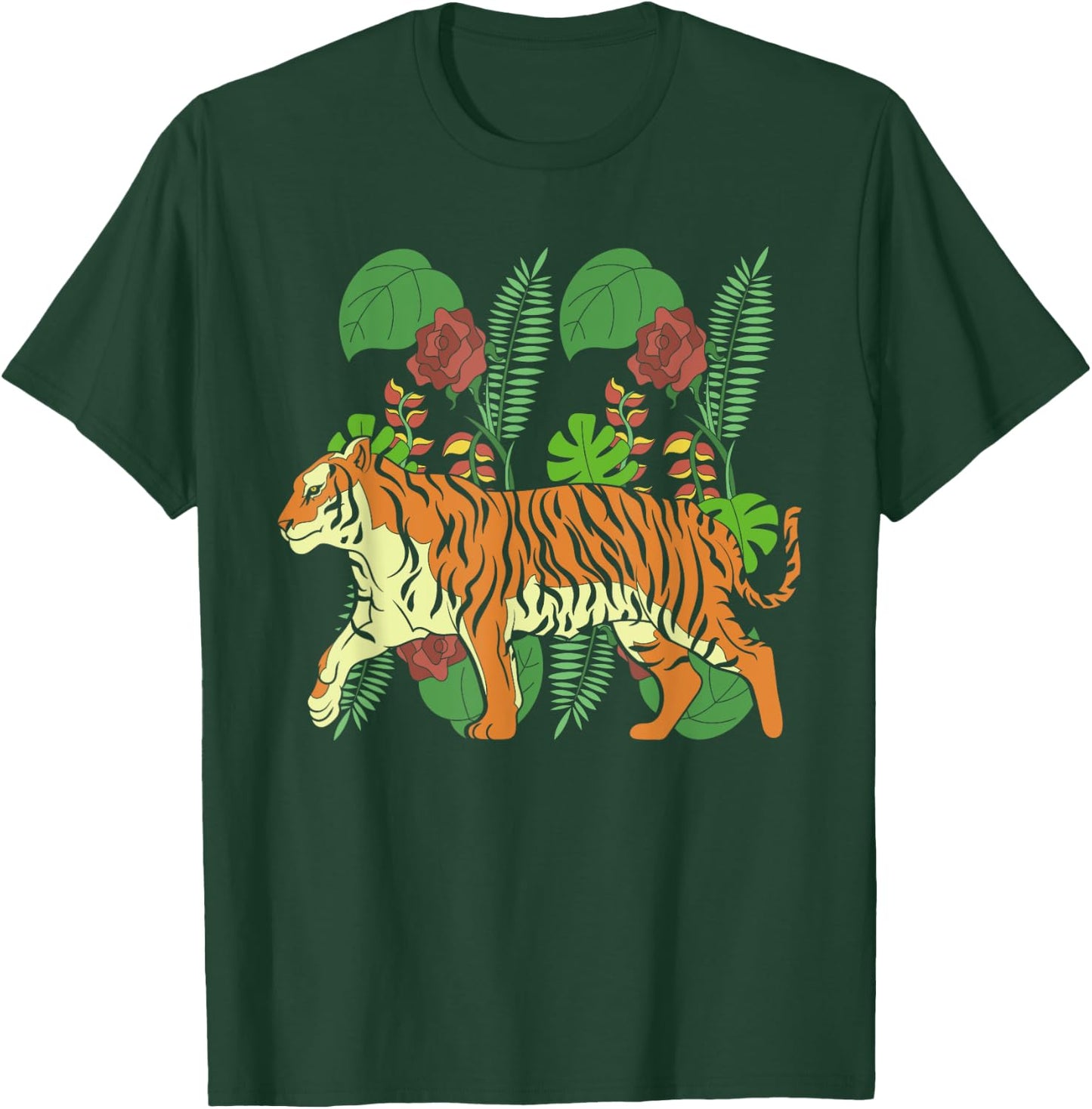 Tropical Jungle Animal Predator Wild Cat Asian Tiger Women Kids T-Shirt - T-Shirt | Forest