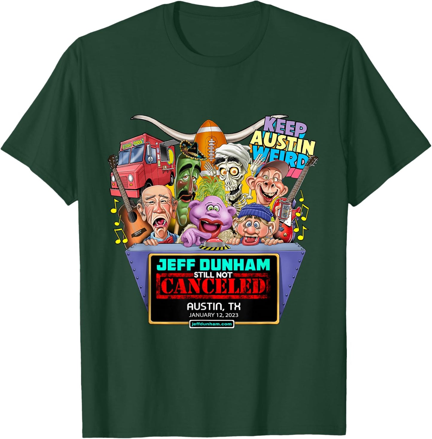 Jeff Dunham Austin, TX (2023) T-Shirt - T-Shirt | Forest