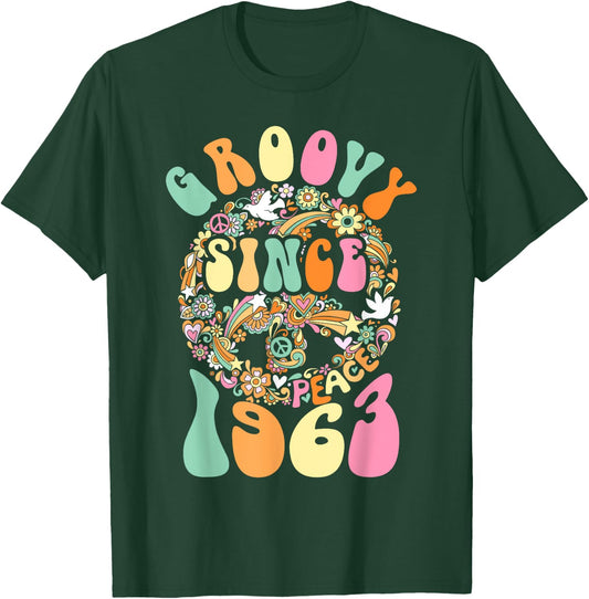 Groovy Since 1963 Peace For Vintage Birthday Party 60s 70s T-Shirt - T-Shirt | Forest