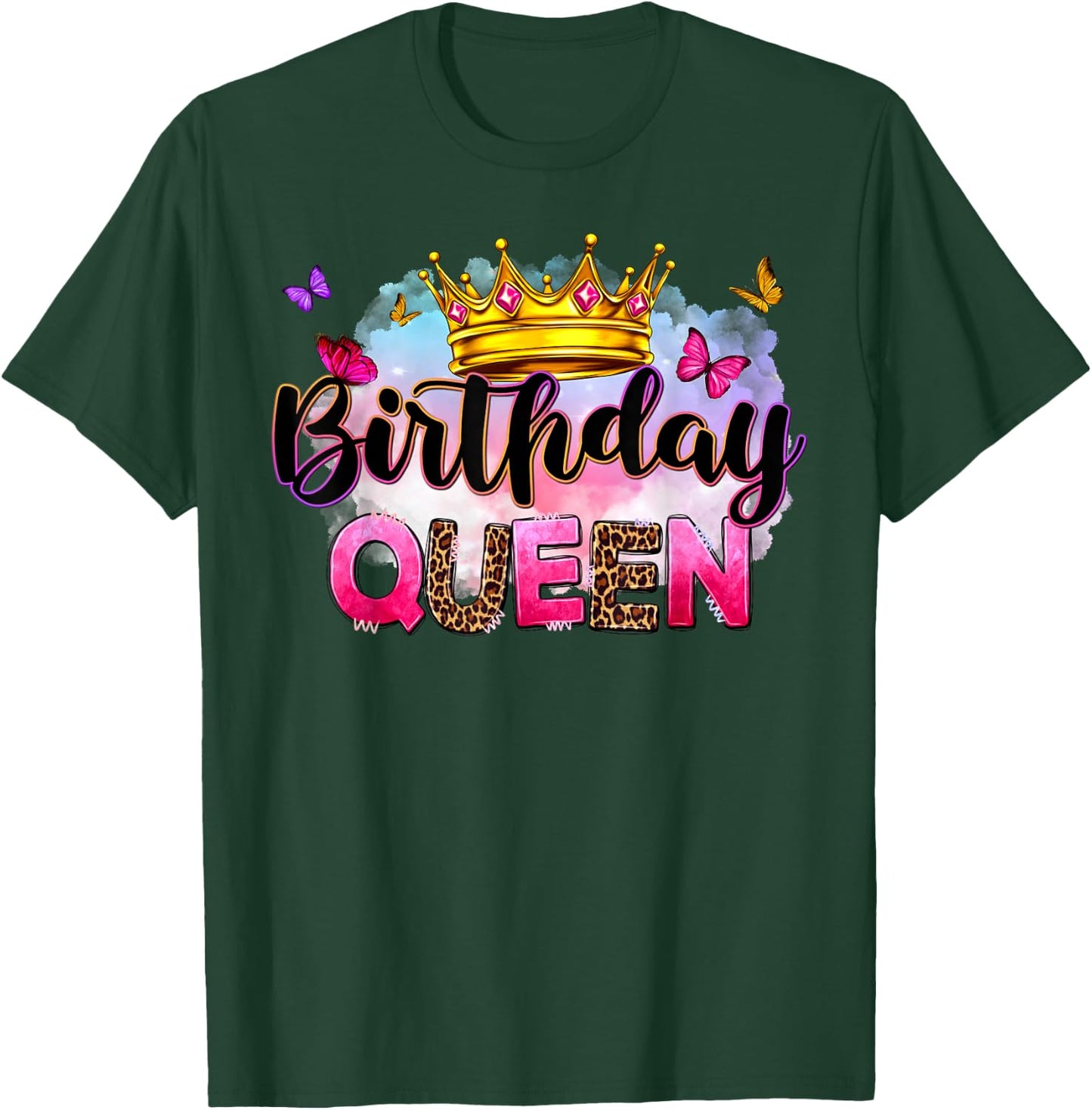 Birthday Queen It's My Birthday Leopard Girls Women Matching T-Shirt - T-Shirt | Forest