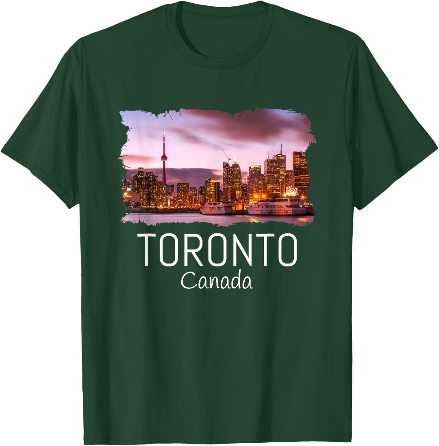 Toronto Skyline CN Tower Travel Souvenir Gift Toronto Canada T-Shirt - T-Shirt | Forest