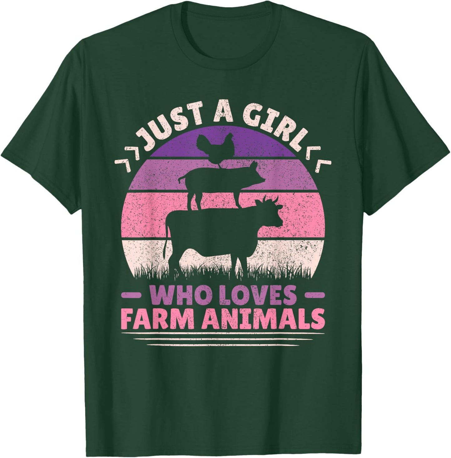 Just A Girl Who Loves Farm Animals Lover Women Farmer Girl T-Shirt - T-Shirt | Forest