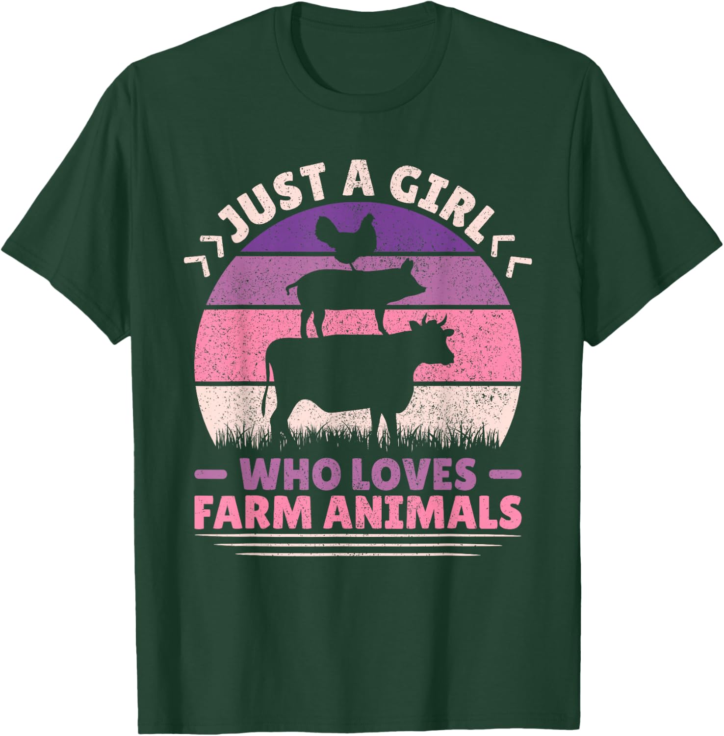 Just A Girl Who Loves Farm Animals Lover Women Farmer Girl T-Shirt - T-Shirt | Forest