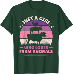 Just A Girl Who Loves Farm Animals Lover Women Farmer Girl T-Shirt - T-Shirt | Forest