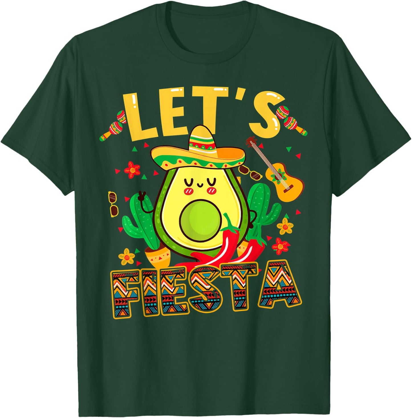 Funny Cinco De Mayo Lets Fiesta Avocado Kids Toddler Women T-Shirt - T-Shirt | Forest