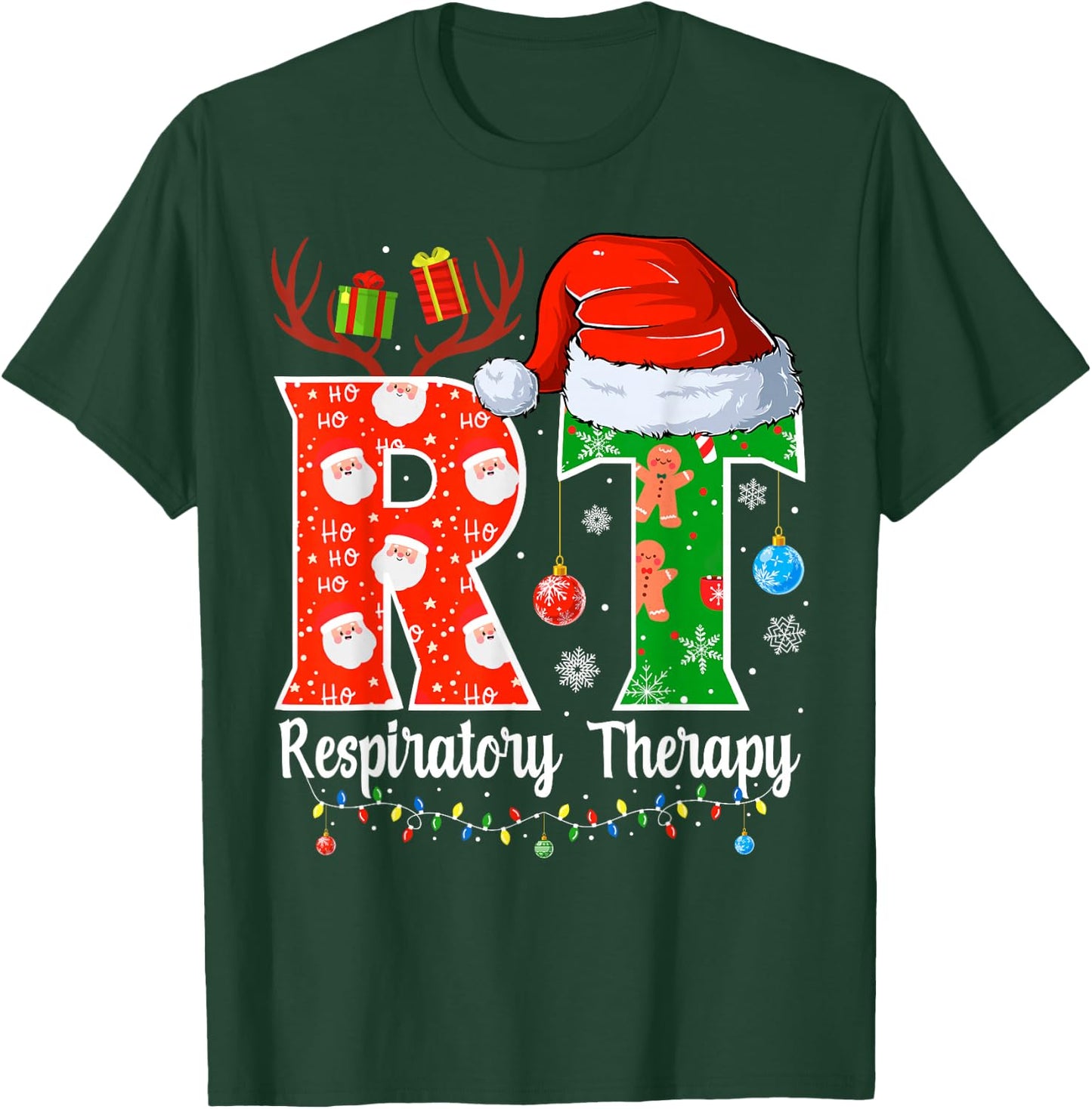 RT Christmas Respiratory Therapy Christmas RT Xmas T-Shirt - T-Shirt | Forest