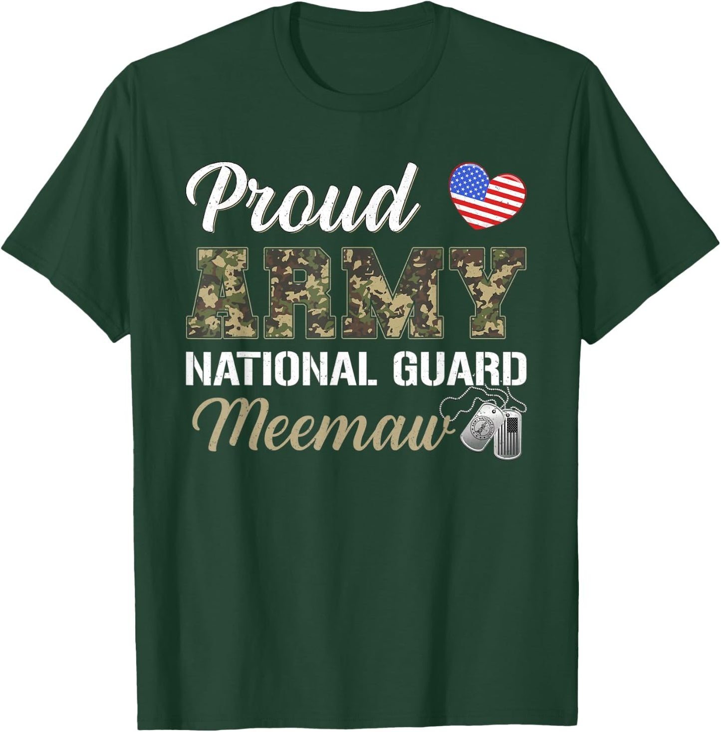 Retro Proud Army National Guard Meemaw Military Pride Outfit T-Shirt - T-Shirt | Forest