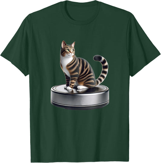 Feline Animal Friends Apparel for Cat Enthusiasts Robotic Toy Vacuum Cleaner Kitten Lover Cute Cat , Small T-Shirt - T-Shirt | Forest