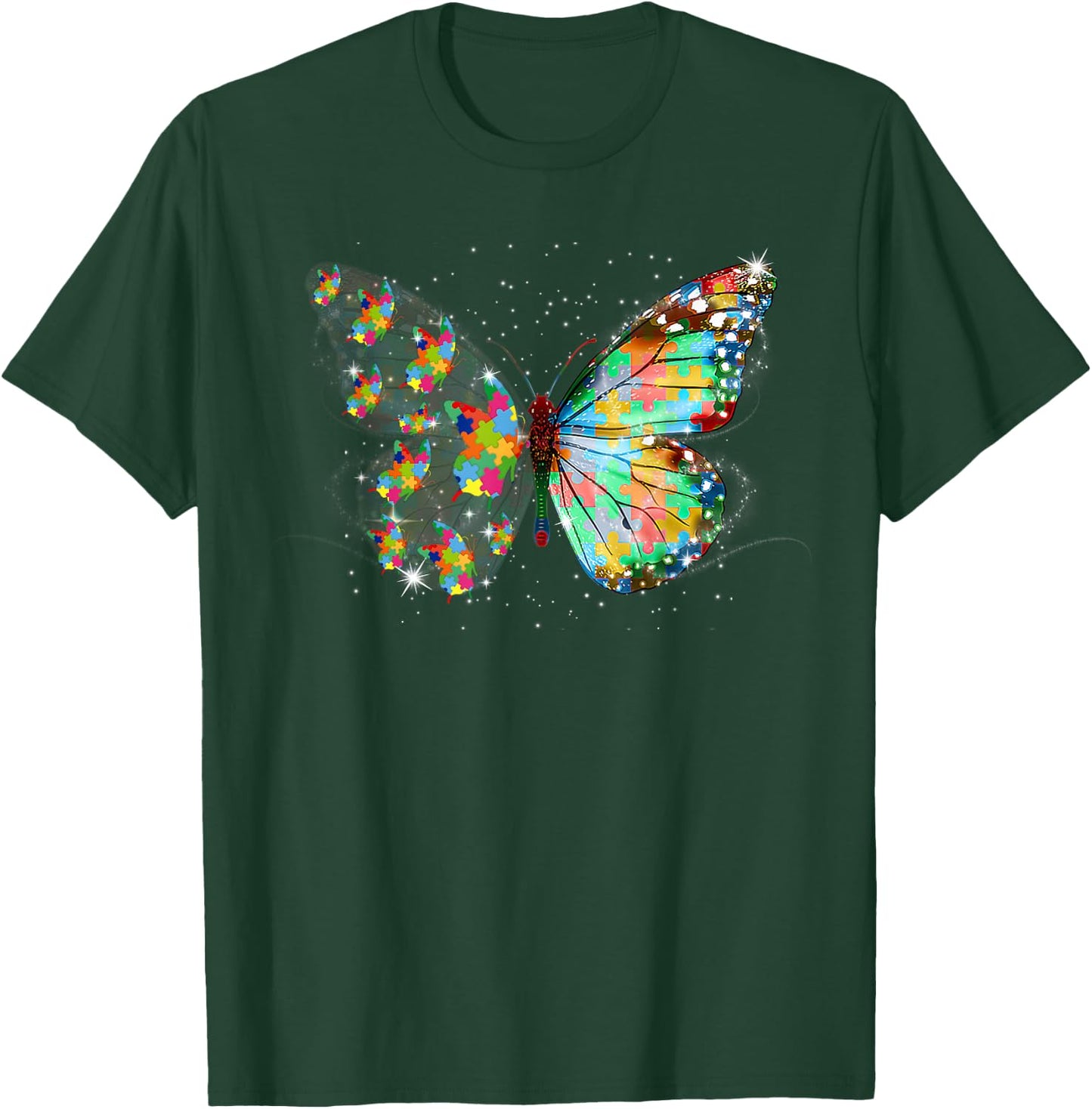 Autism Awareness Kindness Butterfly Peace Lover Men Women T-Shirt - T-Shirt | Forest