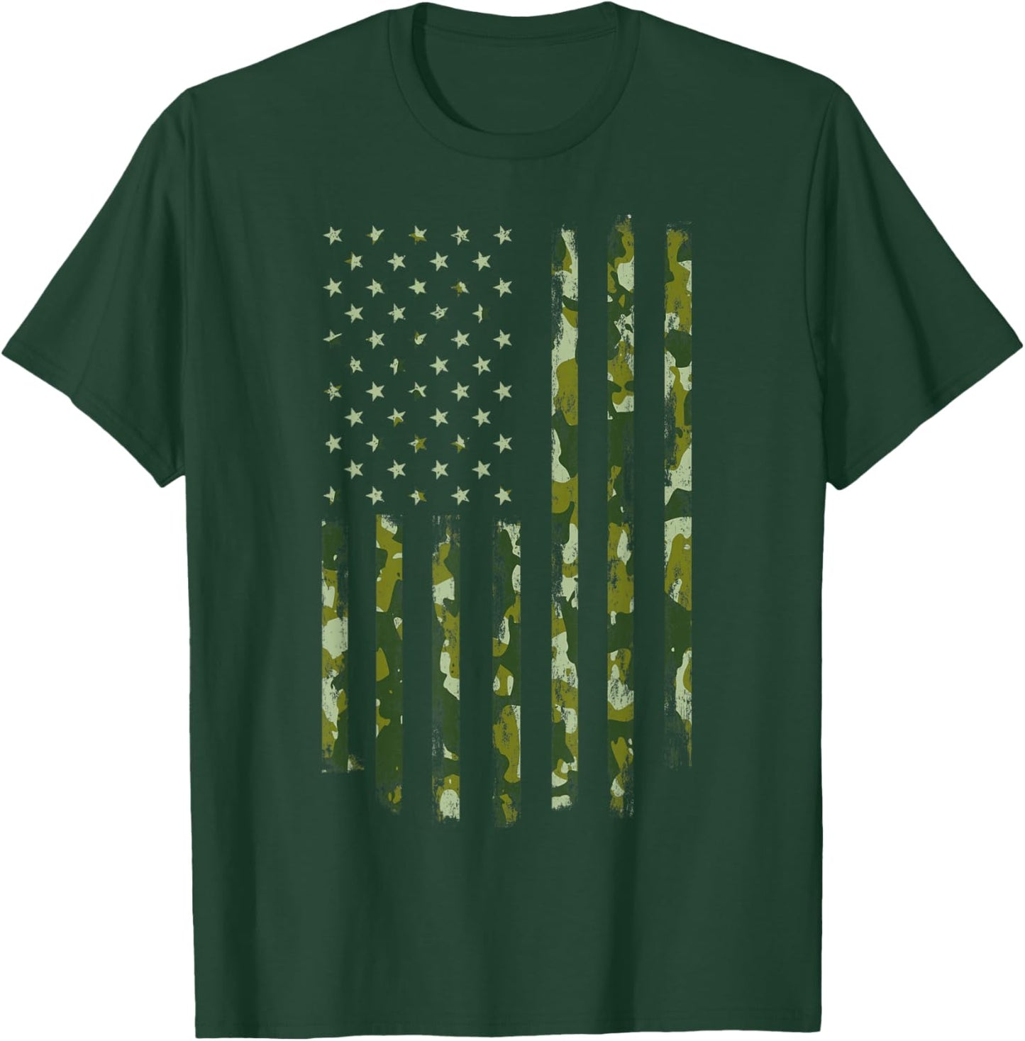 Camo American Flag USA Camouflage Men Boys Women Girls Kids T-Shirt - T-Shirt | Forest