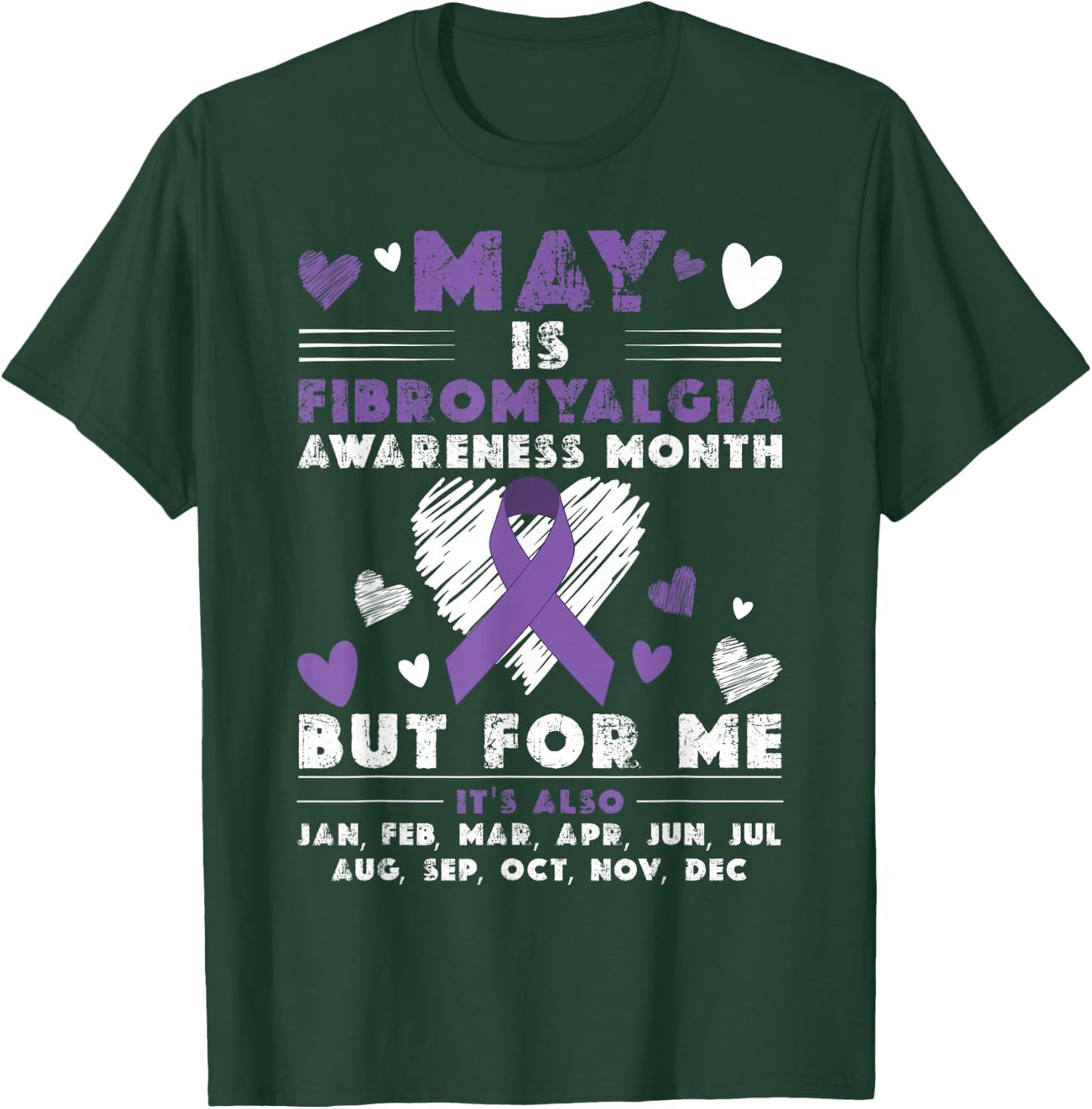 May Is Fibromyalgia Awareness Month Warrior Purple Ribbon T-Shirt - T-Shirt | Forest