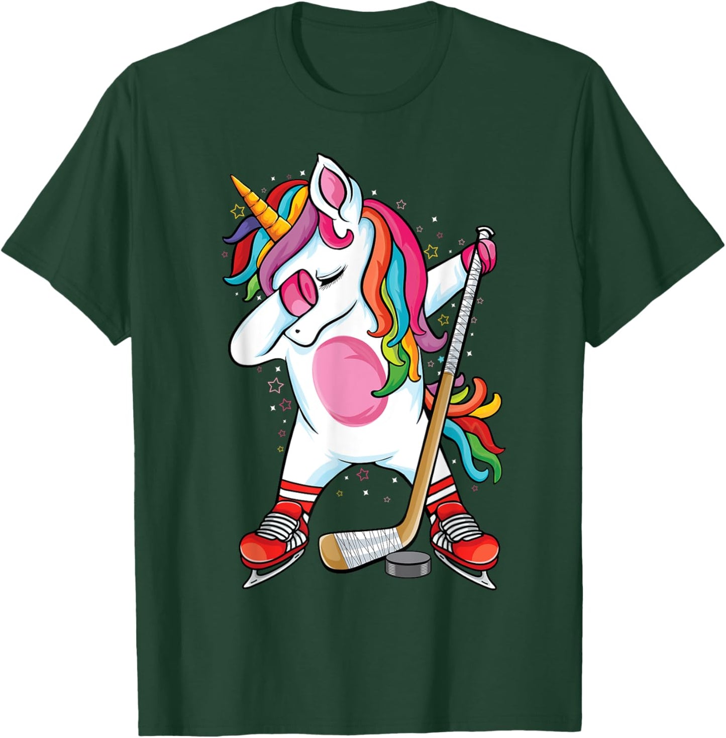 Dabbing Unicorn Ice Hockey Kids Boys Girls funny ice Hockey T-Shirt - T-Shirt | Forest