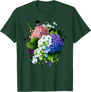 Vintage Hydrangea Inspired Flower Plant Lover gardening T-Shirt - T-Shirt | Forest