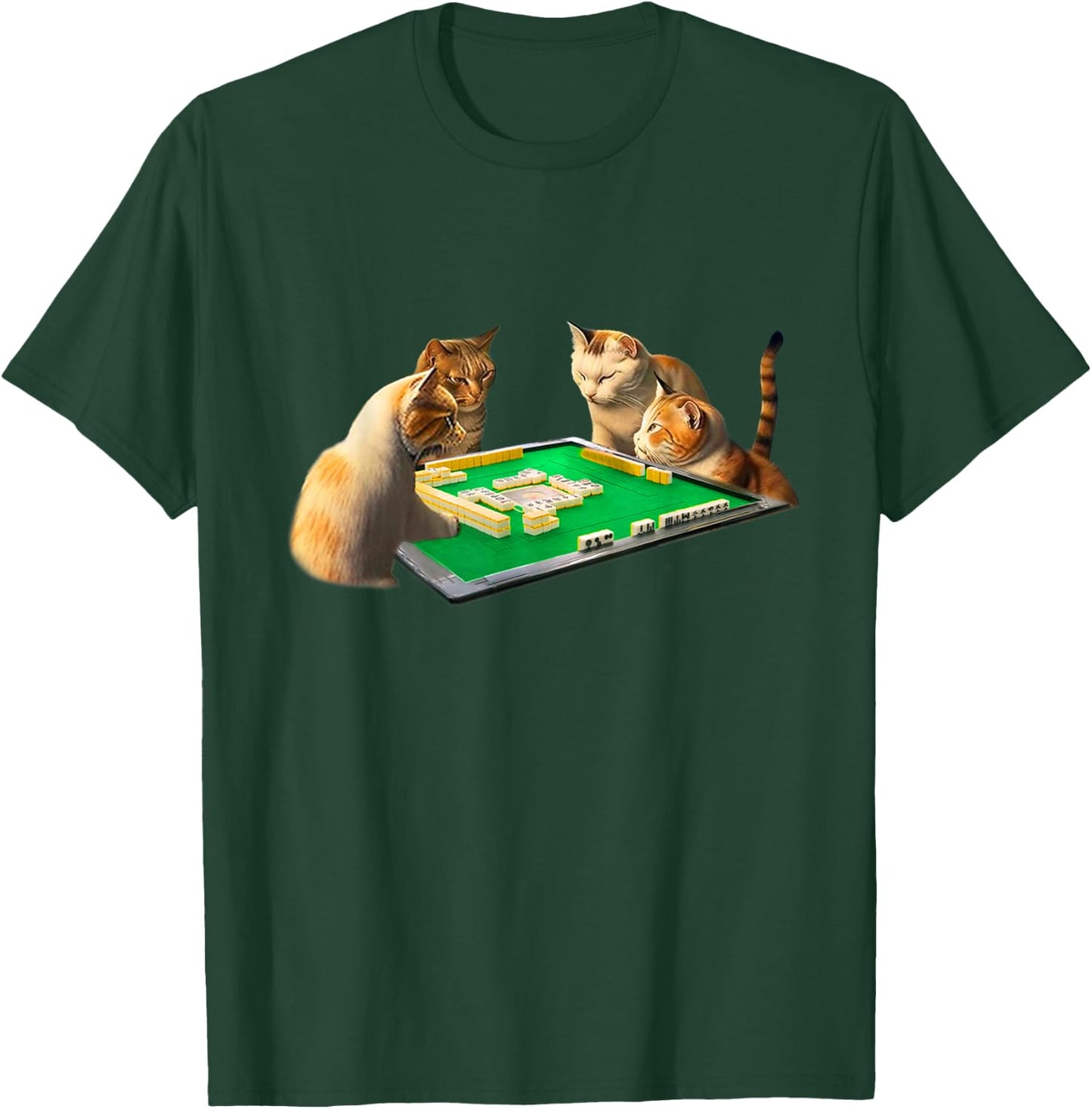 Cat Cat Mahjong Funny T Shirt with Letters Funny Clothes Funny Goods Present Neta Jakushi T-Shirt - T-Shirt | Forest