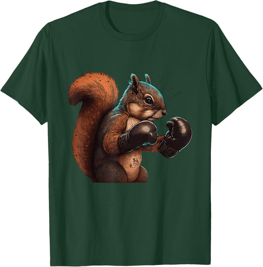 Boxing Squirrel Boxer Boxing Gloves Kickboxing MMA Kickboxer T-Shirt - T-Shirt | Forest